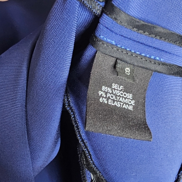 Yigal Azrouel Sleeveless Cutout Bodycon Blue Black Midi Dress Size 8 - Picture 9 of 12